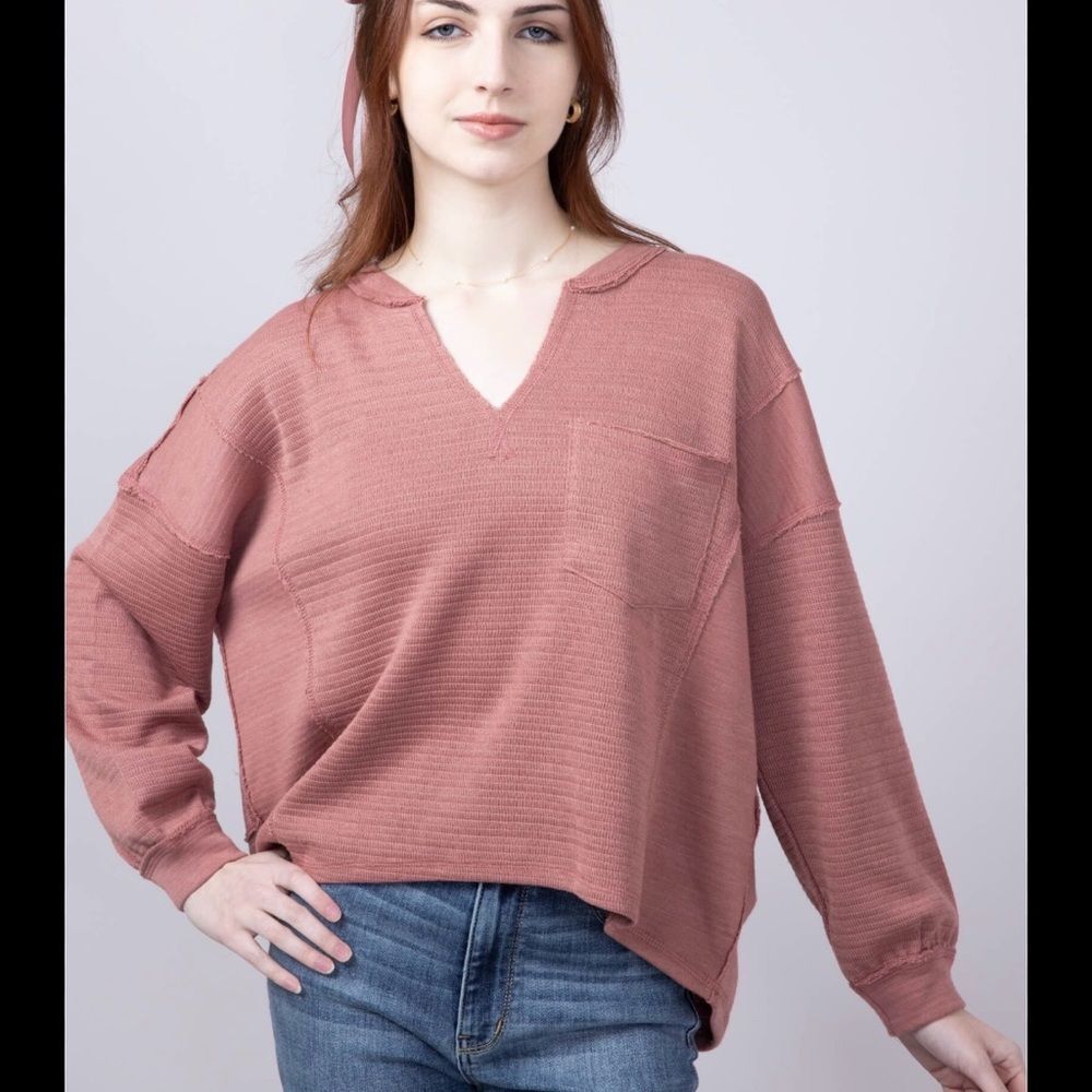Blu Pepper Dusty Rose Knit Top